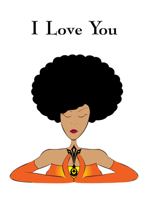 Love Card Afro Woman Orange Gloves - ily003