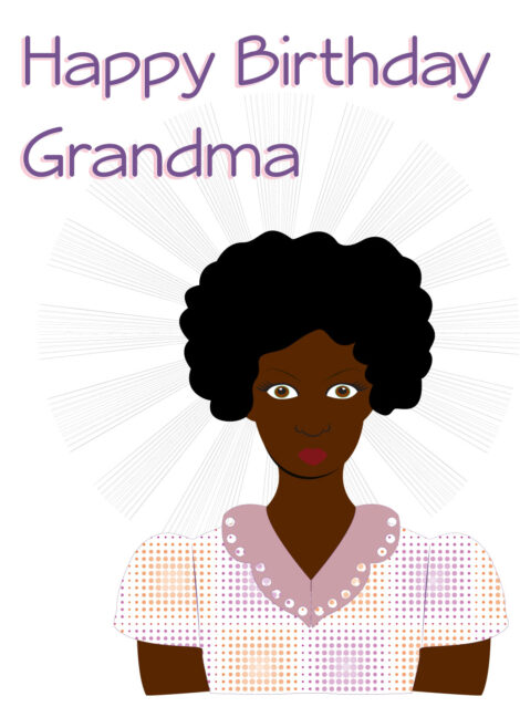 Black Greeting Card Her Birthday Relation Retro Grandma - bhr0012