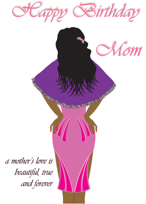 Black Greeting Card Her Birthday Relation Stylish Mother - bhr0014