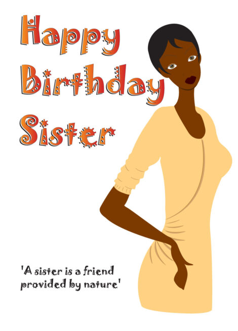 Black Greeting Card Her Birthday Relation Black Sister - bhr0015