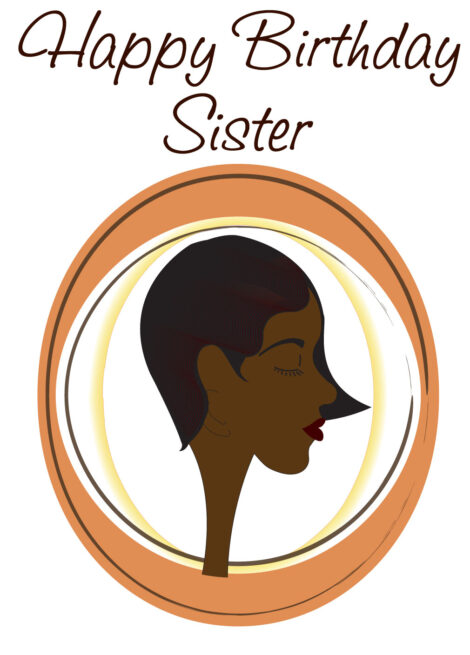 Black Greeting Card Her Birthday Relation Cute Hairstyle Sister - bhr0019