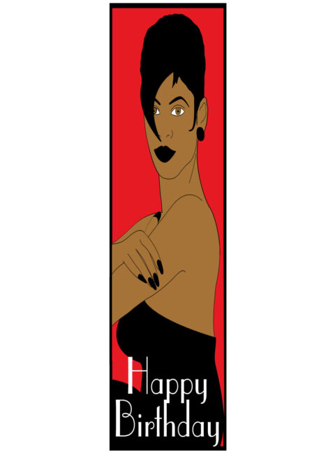 Black Greeting Card Her Birthday Black Woman Sitting - bh002