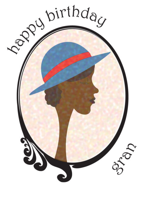 Black Greeting Card Her Birthday Relation Church Hat Gran - bhr0021