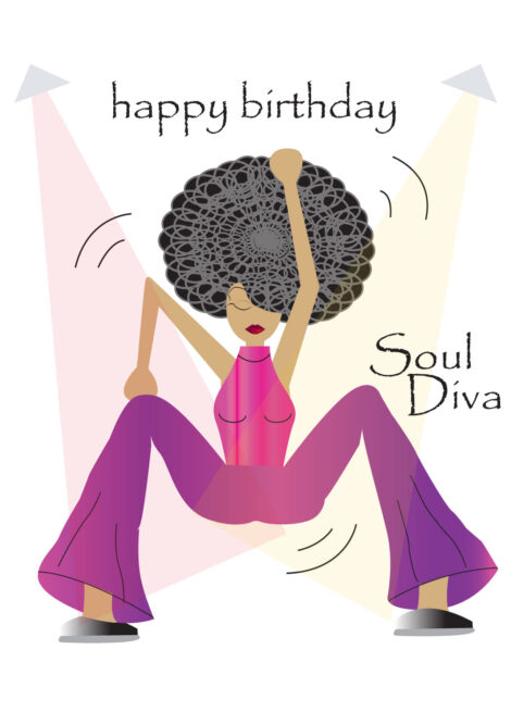 Black Greeting Cards Her Birthday Soul Diva - bh006