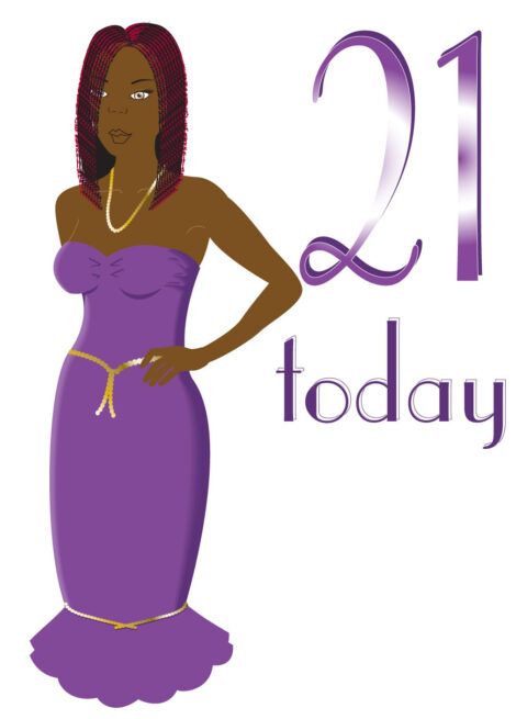 Birthday Card Age Purple Birthday Girl 21 - bha0011