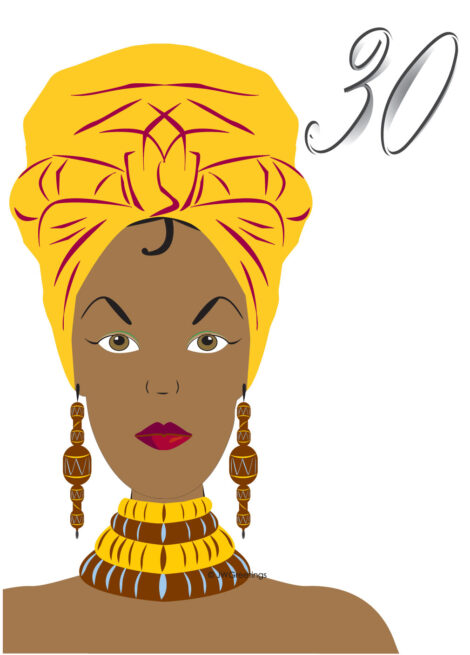 Birthday Card Age African Head Wrap 30 - bha008