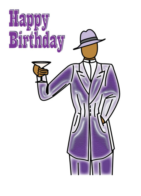 Black Greeting Card Him Birthday Black Man Wearing Suit - bhm001