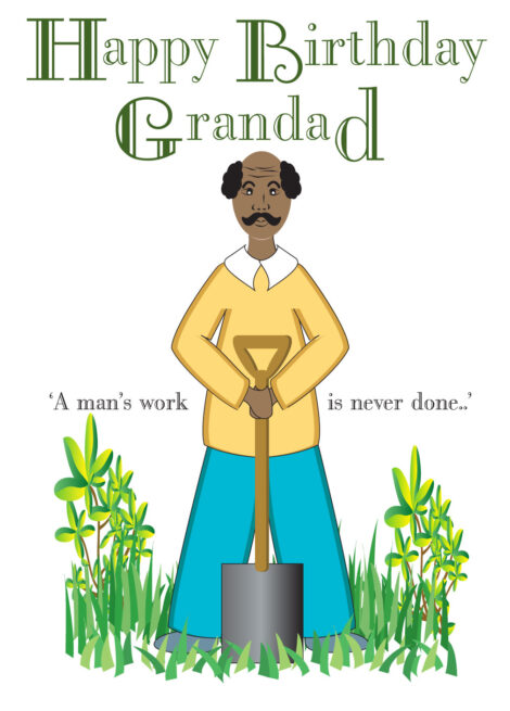 Black Greeting Card Him Birthday Relation Grandad in Garden - bhmr0011