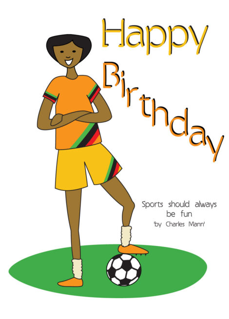 Black Greeting Card Him Birthday Black Football Player - bhm0013