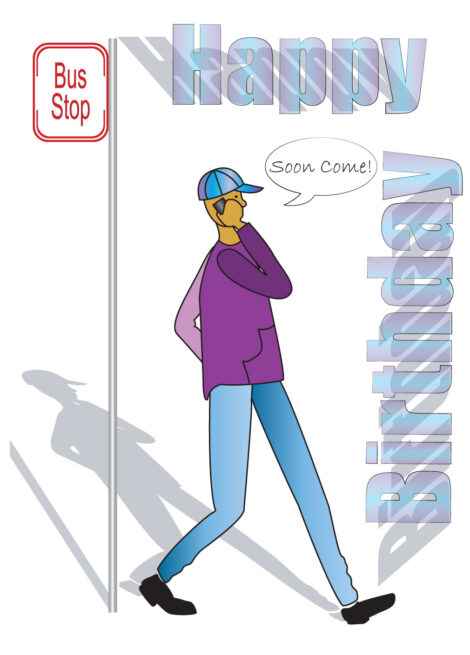 Black Greeting Card Him Birthday Black Man Walking - bhm0014