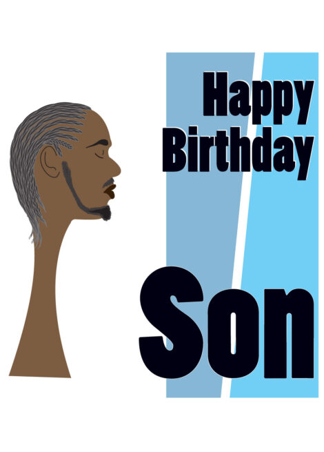 Black Greeting Card Him Birthday Relation Natural Cornrows Son - bhmr0019