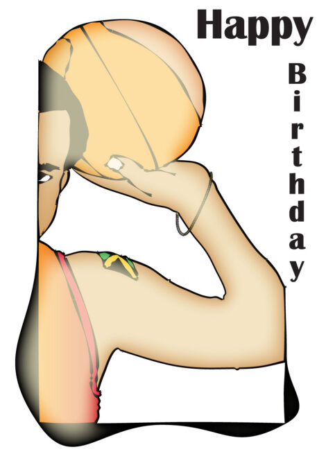 Black Greeting Card Him Birthday Man Holding Basketball - bhm002