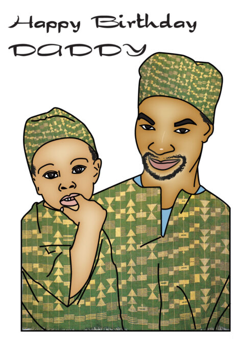 Black Greeting Card Him Birthday Relation African Father Son - bhmr001