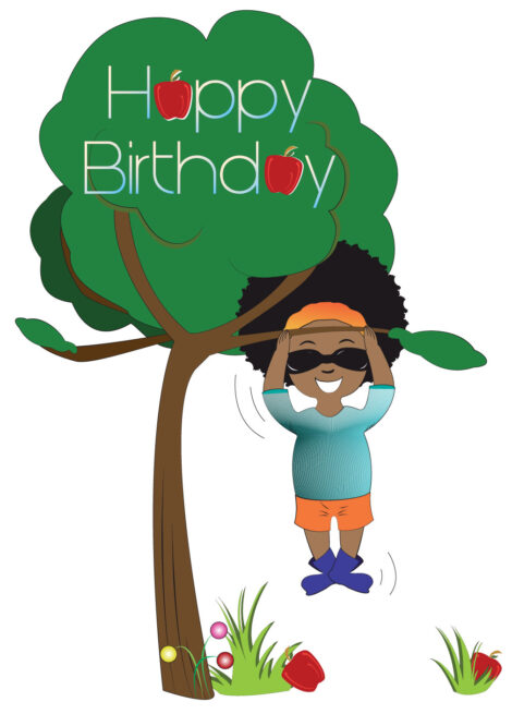 Birthday Card Child Playing in a Tree - bk0013