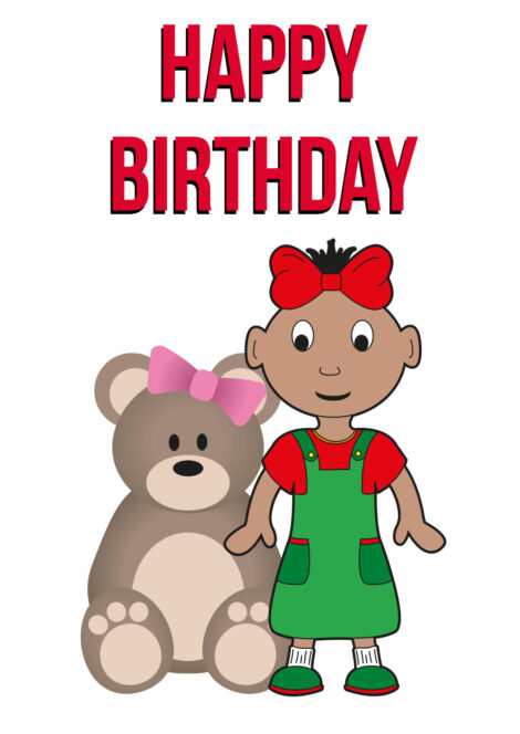 Birthday Card Child Girl Teddy - bk004