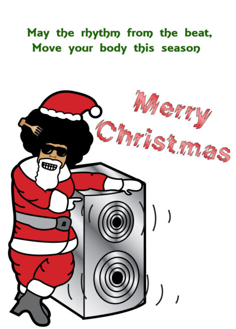 Black Christmas Card Afro Santa Claus - cm001