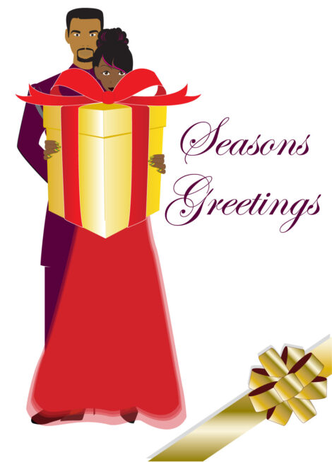 Black Christmas Card Couple and Christmas Gift - cm0028