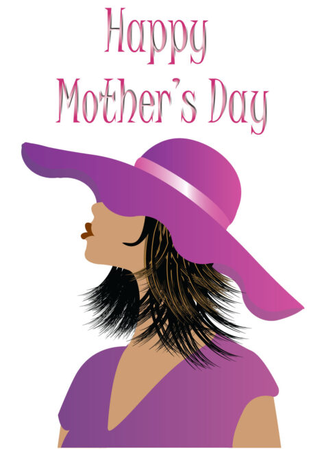 Mothers Day Card Black Woman Wearing Hat - mom001