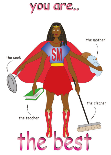 Mothers Day Card Black Super Mom - mom003
