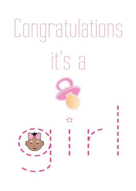 New Birth Card Baby Girl with Dummy - nb005