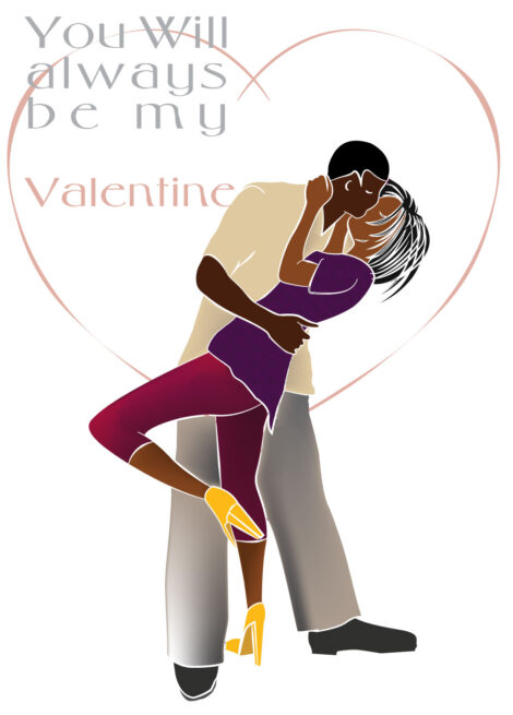 Valentines Card Black Couple Kissing - val003