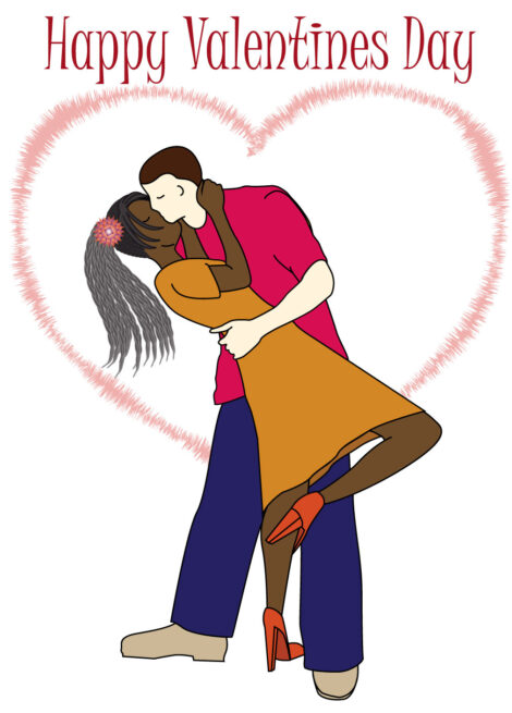 Valentines Card Interracial Couple Kissing - val004